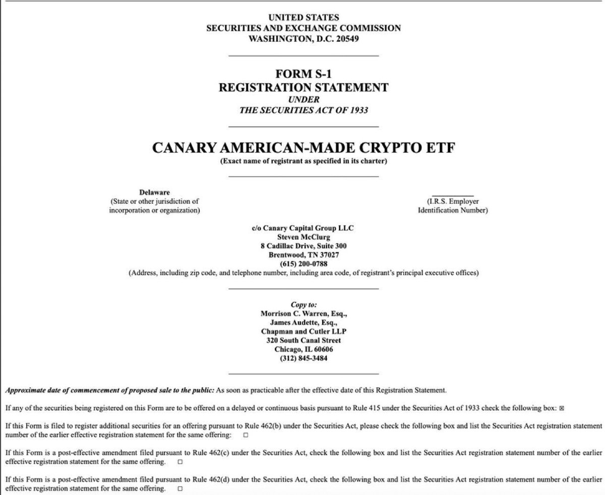 🚨BREAKING: Canary has officially submitted a filing for a groundbreaking “American-Made Crypto ETF,” aiming to include only cryptocurrencies that are developed, mined, or maintained within the United States.

🇺🇸 #XRP is proudly American 🇺🇸