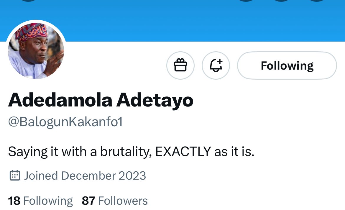 Welcome to Twitter sir.

<a href="/BalogunKakanfo1/">Adedamola Adetayo</a> Ekabo.

Baba is a Pan Yoruba man to the core.