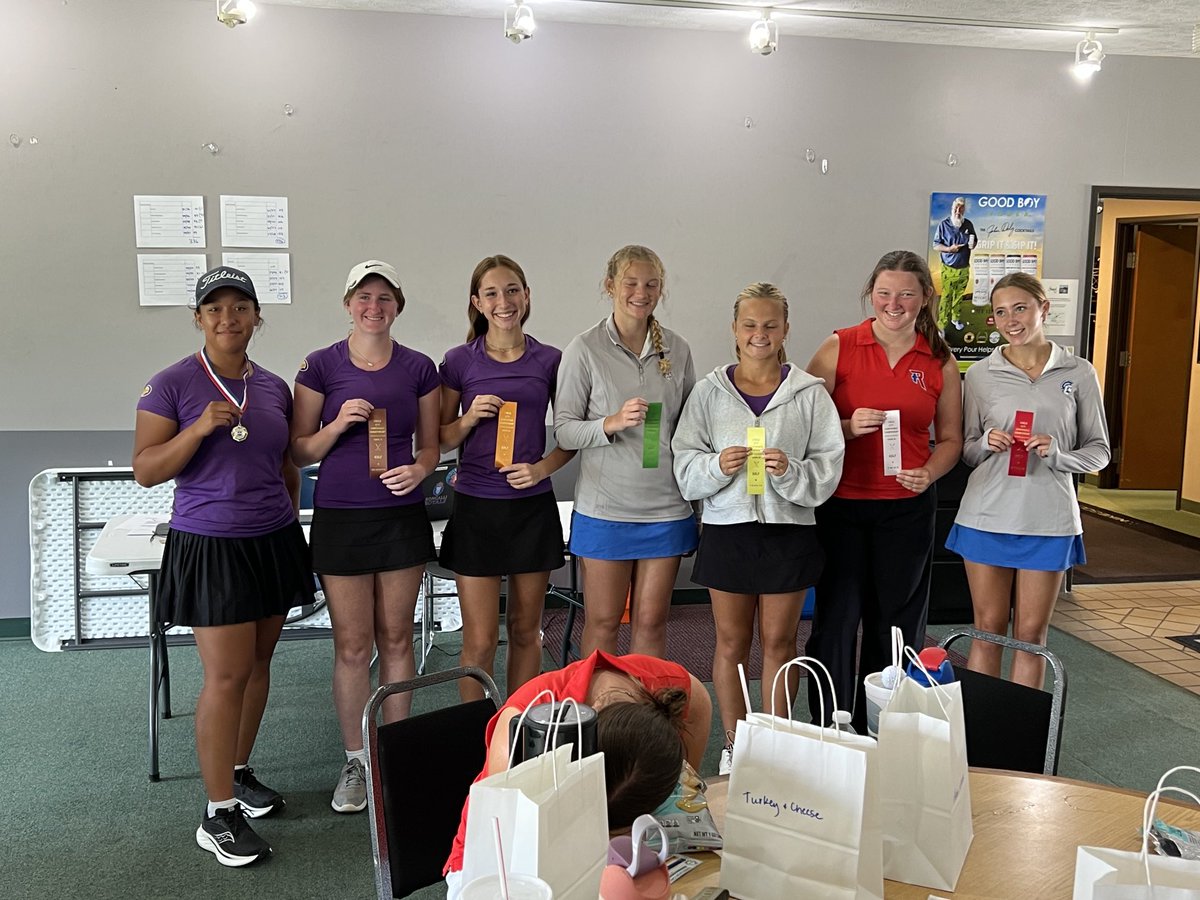 Congrats to the Golden Eagles with defending their Girls Golf Conference Championship, &amp; Ali Scott for earning medalist honors with a -2 (70)!