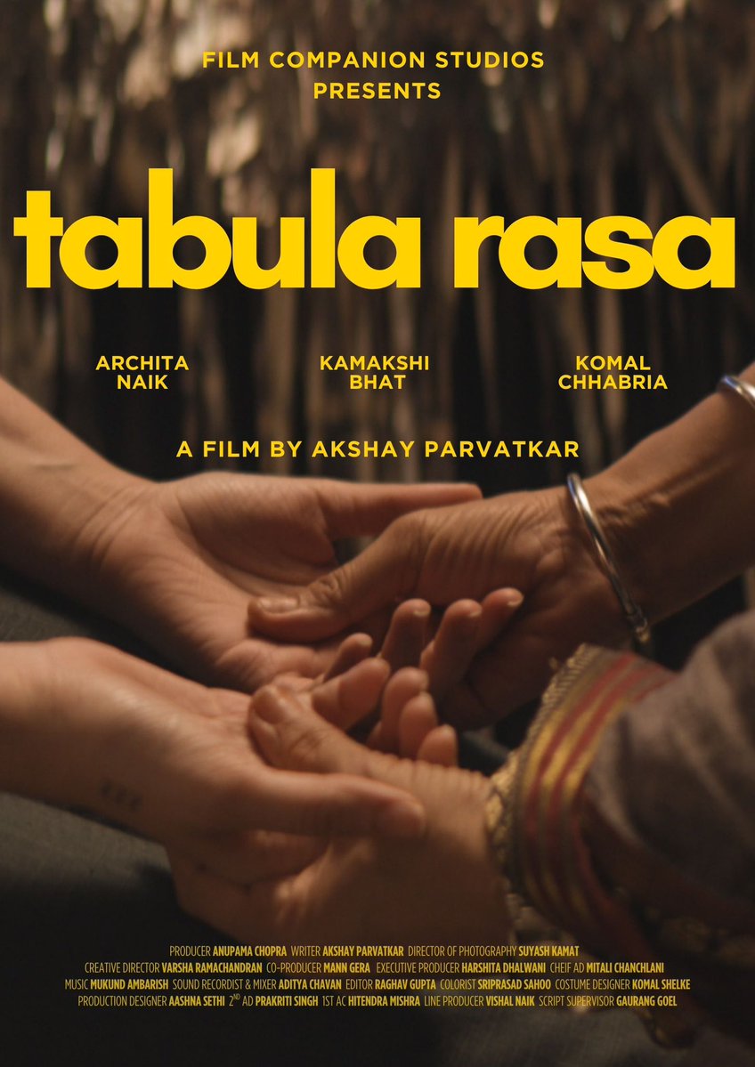 Akshay Parvatkar (@camera_wala) on Twitter photo First time shooting in Bombay. Andheri. Powai. Khar. SOBO. First time making a film with my partner in crime <a href="/vaarishh/">Varsha Ramachandran</a>.
First time shooting with my absolute favourite <a href="/suyashkamat_/">Suyash</a>.
TABULA RASA releases this Wednesday, 27th of August on the <a href="/FilmCompanion/">Film Companion Studios</a> Youtube channel. First time shooting in Bombay. Andheri. Powai. Khar. SOBO. First time making a film with my partner in crime <a href="/vaarishh/">Varsha Ramachandran</a>.
First time shooting with my absolute favourite <a href="/suyashkamat_/">Suyash</a>.
TABULA RASA releases this Wednesday, 27th of August on the <a href="/FilmCompanion/">Film Companion Studios</a> Youtube channel.