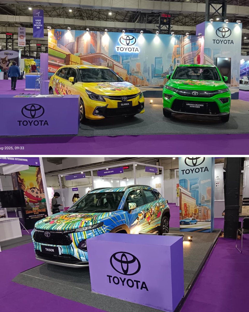 Nand Kumar Nair (@samonwheel) on Twitter photo .<a href="/Toyota_India/">Toyota India</a> showcased the Urban Cruiser Hyryder, Taisor, and Glanza in anime-themed designs at Anime India 2025 in Mumbai. The cars featured custom sticker wraps and were part of the convention showcase.
#Toyota #AnimeIndia2025 #AutoUpdate #CompactSUV #Hatchback .<a href="/Toyota_India/">Toyota India</a> showcased the Urban Cruiser Hyryder, Taisor, and Glanza in anime-themed designs at Anime India 2025 in Mumbai. The cars featured custom sticker wraps and were part of the convention showcase.
#Toyota #AnimeIndia2025 #AutoUpdate #CompactSUV #Hatchback
