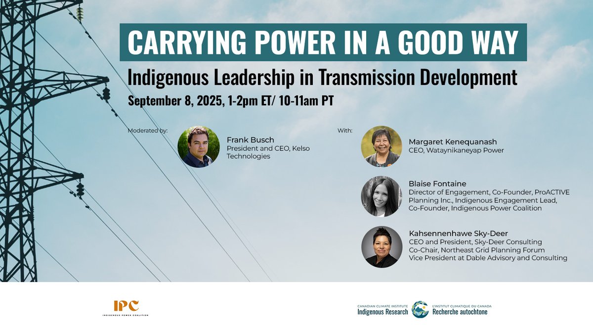 Electrification efforts will only succeed through respectful partnerships with Indigenous nations.

Join us and Indigenous Power Coalition on Sept 8, 2025 1-2pm ET for a webinar highlighting Indigenous-led projects that have played a leading role in electricity transmission