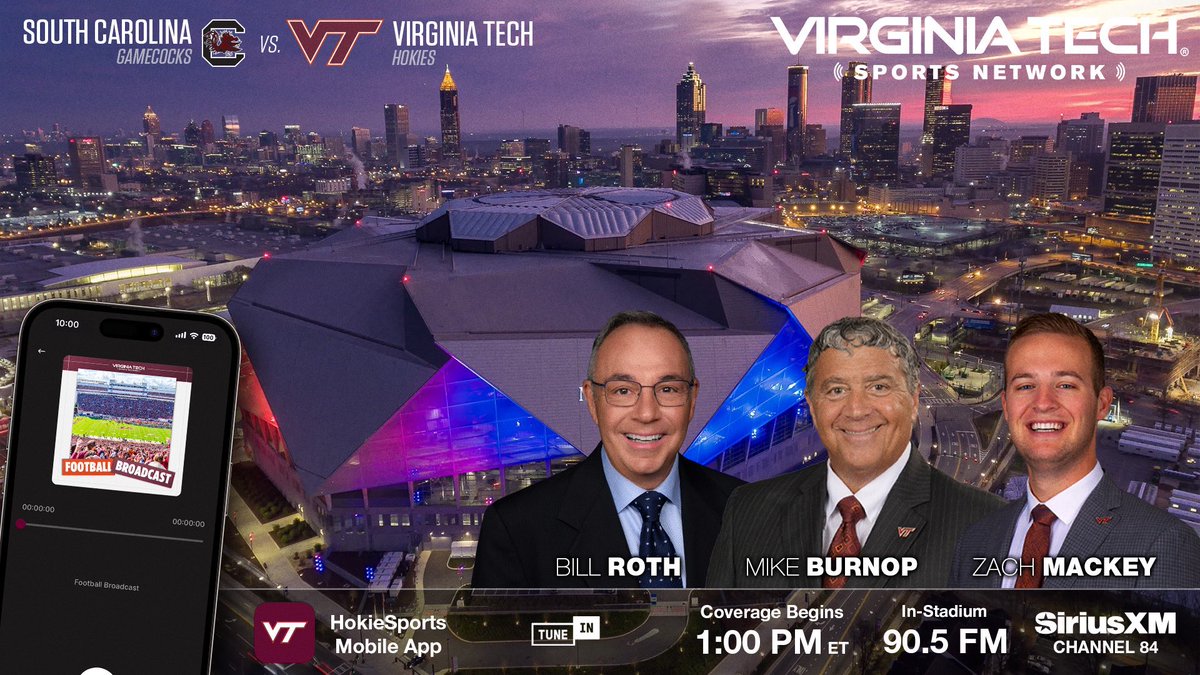Virginia Tech Sports Network (@hokiesaudio) on Twitter photo 𝐖𝐞𝐞𝐤 𝐨𝐧𝐞: <a href="/HokiesFB/">Virginia Tech Football</a> vs. South Carolina
Virginia Tech Sports Network broadcast information:
• Affiliates » hokiesports.com/virginia-tech-…
• Free @HokieSports App » vthoki.es/app
#Hokies 🦃📻 𝐖𝐞𝐞𝐤 𝐨𝐧𝐞: <a href="/HokiesFB/">Virginia Tech Football</a> vs. South Carolina
Virginia Tech Sports Network broadcast information:
• Affiliates » hokiesports.com/virginia-tech-…
• Free @HokieSports App » vthoki.es/app
#Hokies 🦃📻