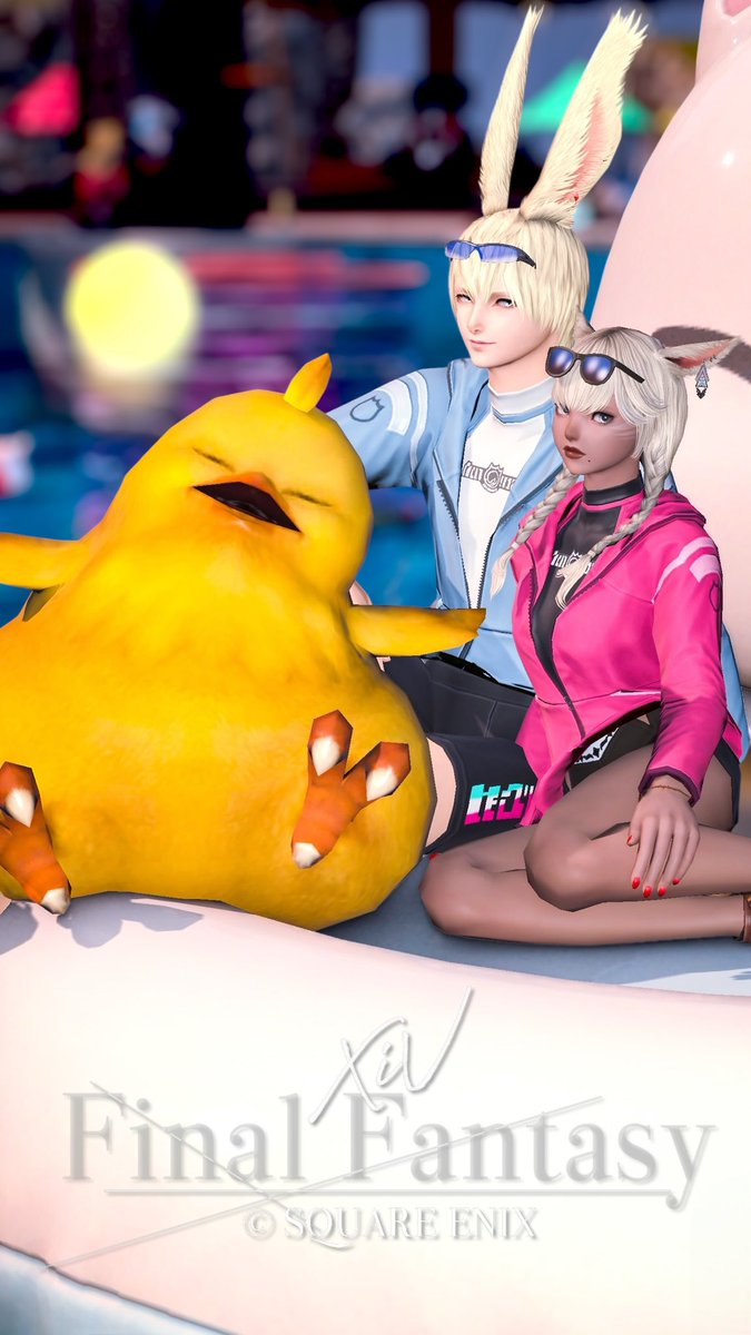 おはようございます☕️
🐰♂→🐱♀に戻ったフレと📸
今年のアルファ君は花火が
よく見える場所を陣取ってたw
#FF14  #ヴィエラ #おはウサ #うさお
#3顔うさお同盟 #ミコッテ