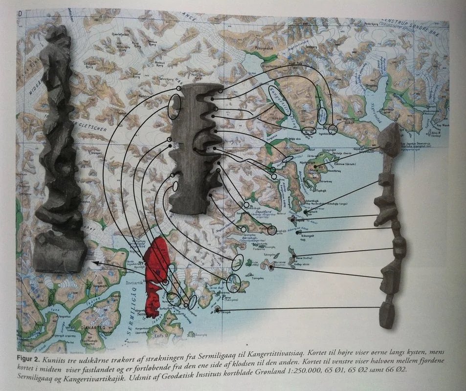 Saw a short video about these today by Miniminuteman and thought it was pretty fascinating.

They’re called the Ammassalik wooden maps, and were made by Tunumiit / Inuit natives to map the Greenland coastline using these chunks of driftwood (no other trees there). They identified