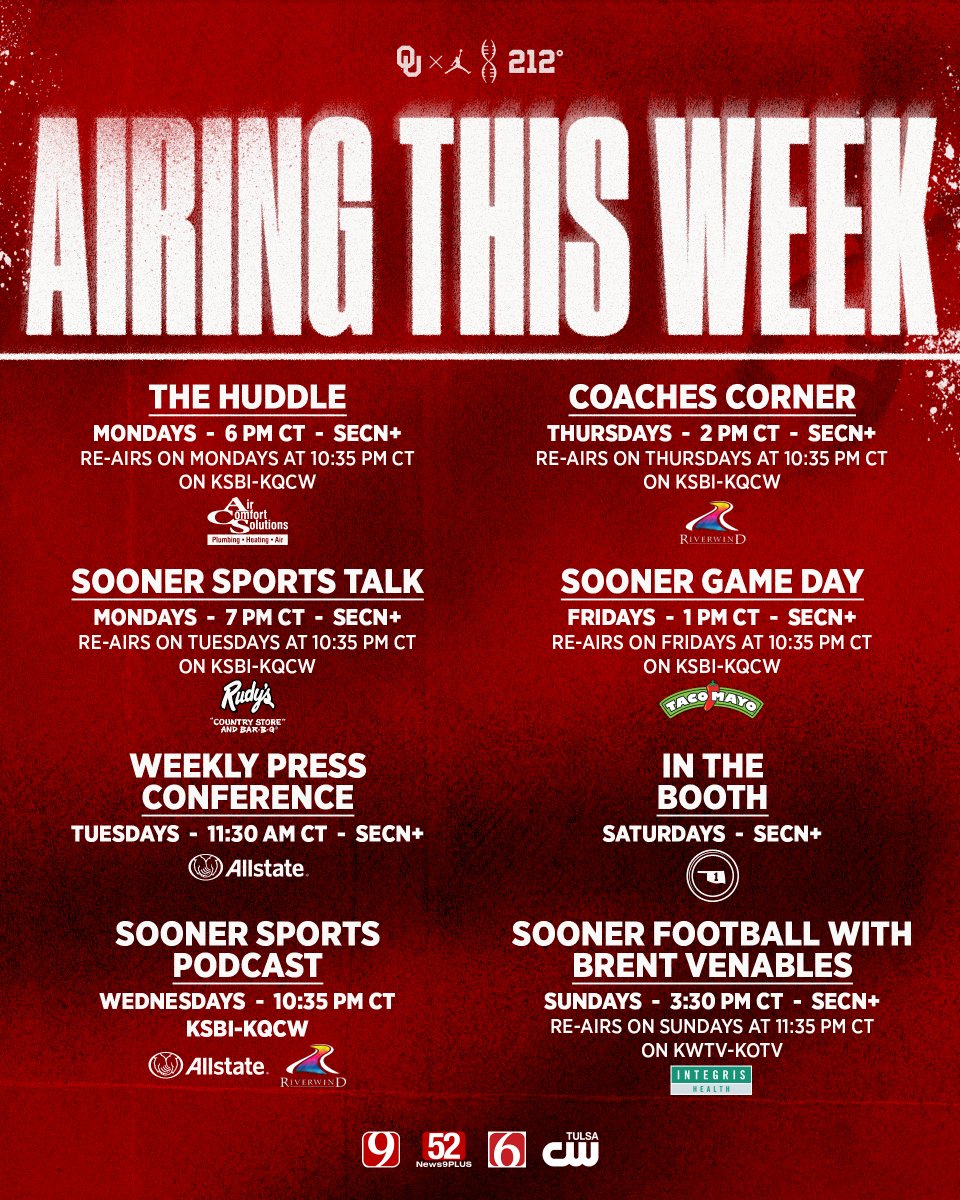 Tune in all season, Sooner Nation 📺