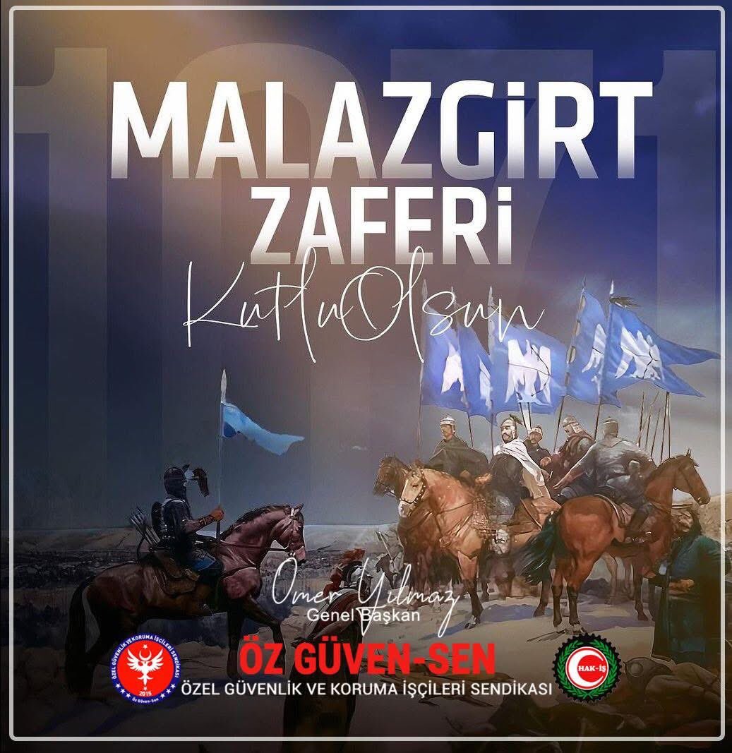 1071 Malazgirt Zaferi ile  
Anadolu’yu bize yurt yapan ecdadımızı rahmet ve minnetle yad ediyoruz.
Malazgirt Zaferi’mizin yıldönümünde 
Sultan Alparslan ve tüm kahramanlarımızı rahmetle ve şükranla anıyoruz.
Ruhları şâd, mekanları cennet olsun.🇹🇷🇹🇷🇹🇷
NE MUTLU TÜRKÜM DİYENE...🇹🇷🇹🇷