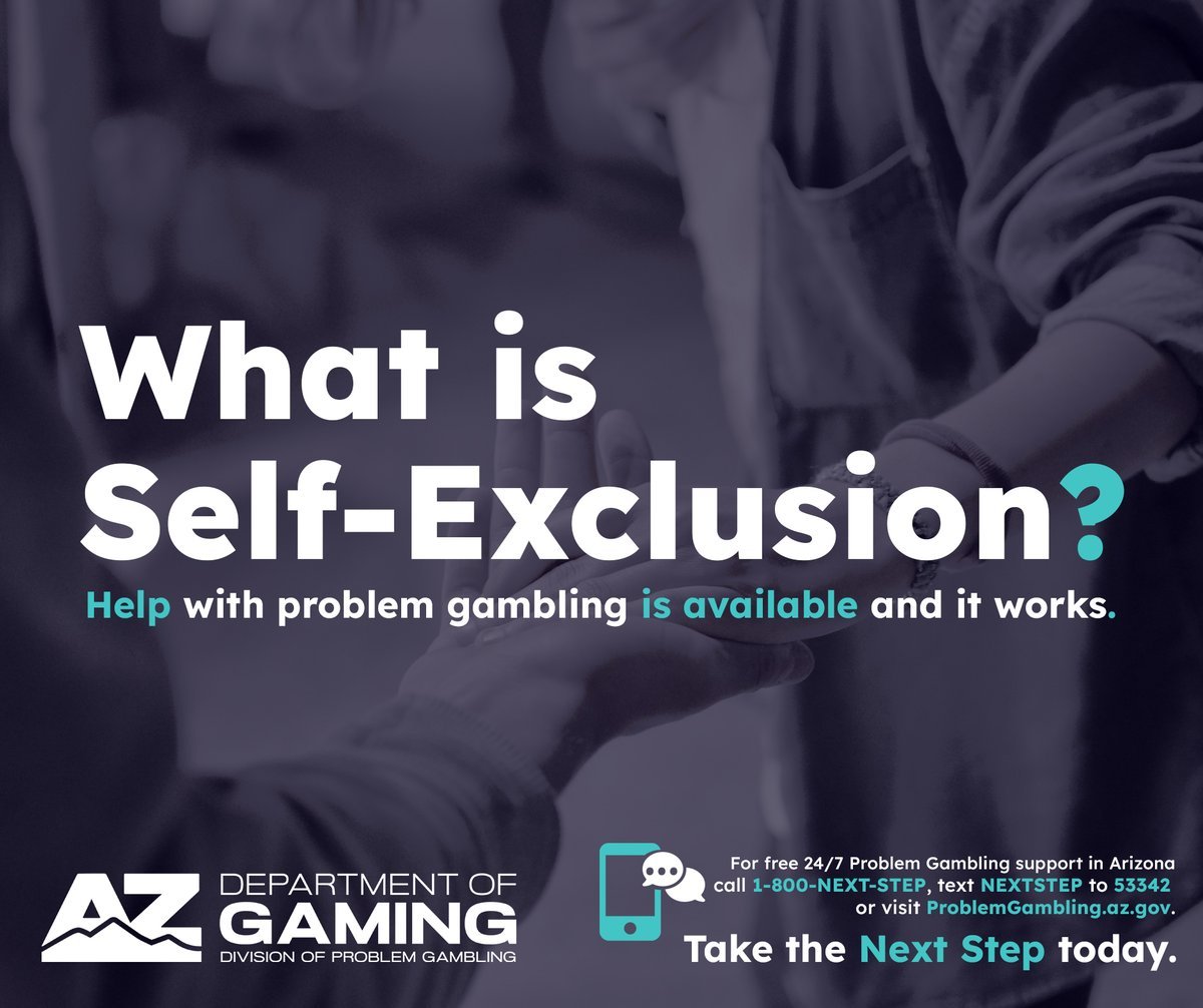 ✋ Self-Exclusion is a process that allows an individual to request to be banned from either all Tribal Gaming Facilities, Event Wagering &amp; Fantasy Sports Contests or both.

🫂 Help is available and it works.

👉 More info here: gaming.az.gov/self-exclusion.