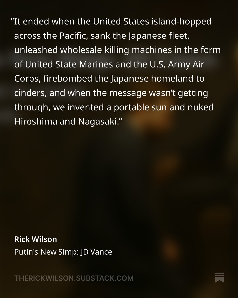 My piece on J.D. Vance's clownishly ahistorical and moronic belief that WW2 ended with a negotiation. 
bit.ly/4myuRle