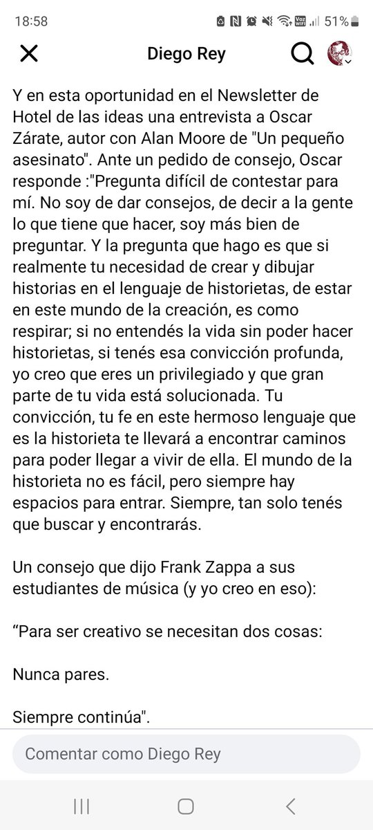 Oscar Zaráte en el newsletter de Hotel de las ideas.