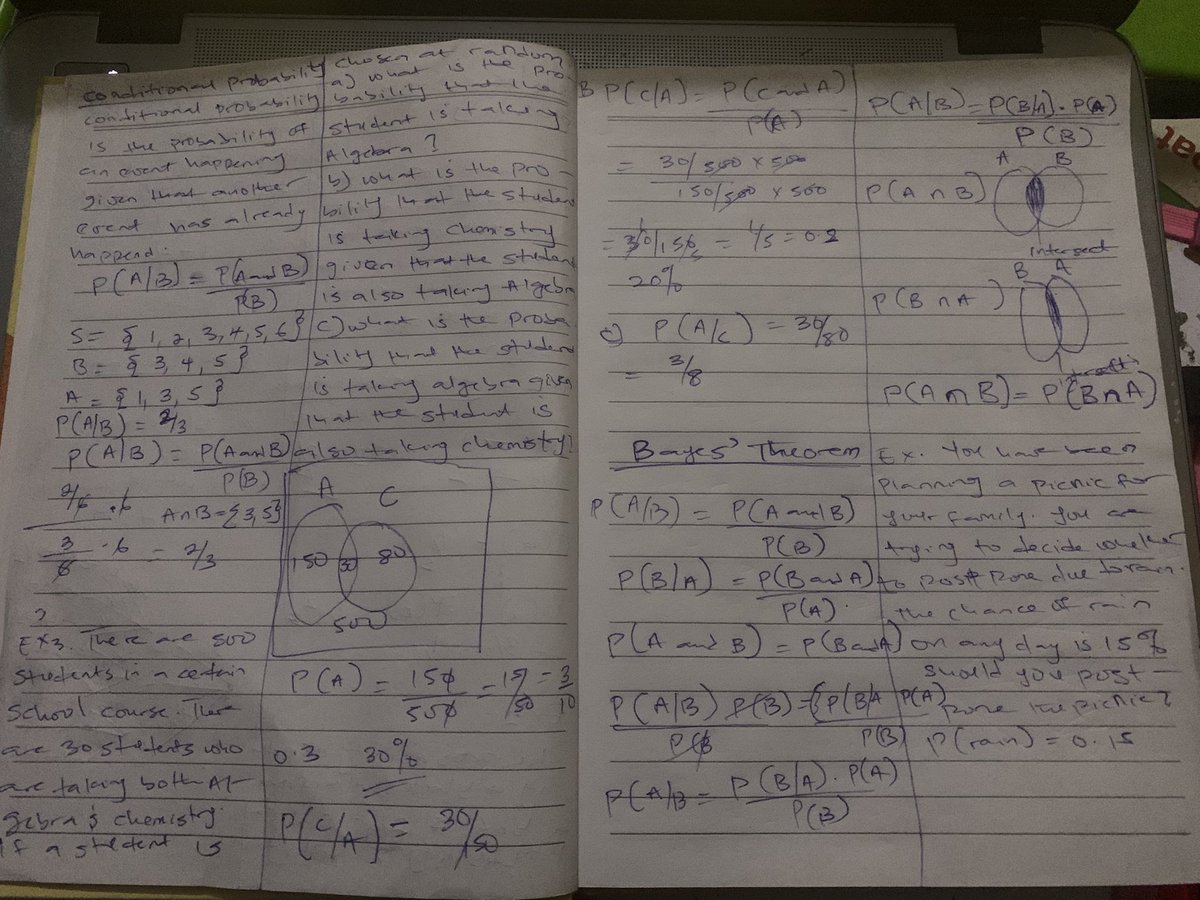 PromiseNwankw14's tweet image. 📘 Day 9: AI/ML Journey
🔹 Math → Probability
• Conditional Probability
• Bayes’ Theorem (update beliefs w/ new evidence)
Abstract at first, but real-world examples (medical tests, spam filters) make it click 💡 Step by step 🚀
#AI
 #MachineLearning 
#MathForAI 
#MumInTech