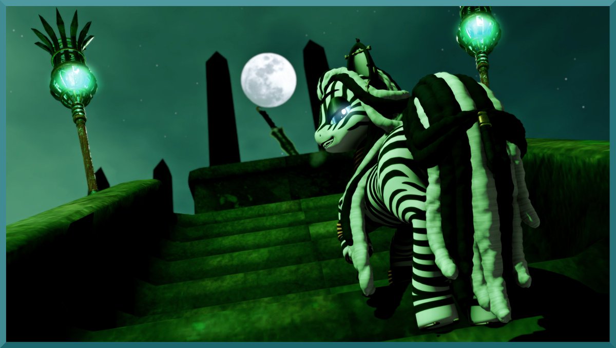 Each step is closer to the commencement of our ritual. Each step is closer to the blasphemous altar. Don't worry, take your time. None of this happens without you after all...~ 🌕💚

#MLP #SFW #Secondlife #Pony #Popen #Zebra #Ritual #Sacrifice #Ziggurat #Horror #horrortwt #mlptwt