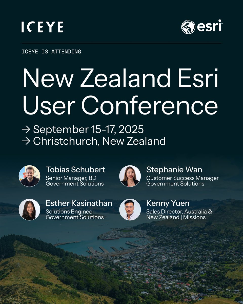 ICEYE is participating in New Zealand &amp; Latin America #Esri events in September. Discover how ICEYE’s Flood Solution provides flood intelligence within hours of flood start. Contact us to set up a meeting: hubs.li/Q03FcXFg0 #EsriMexico #SIGSA #NZEUC #EagleTechnology.