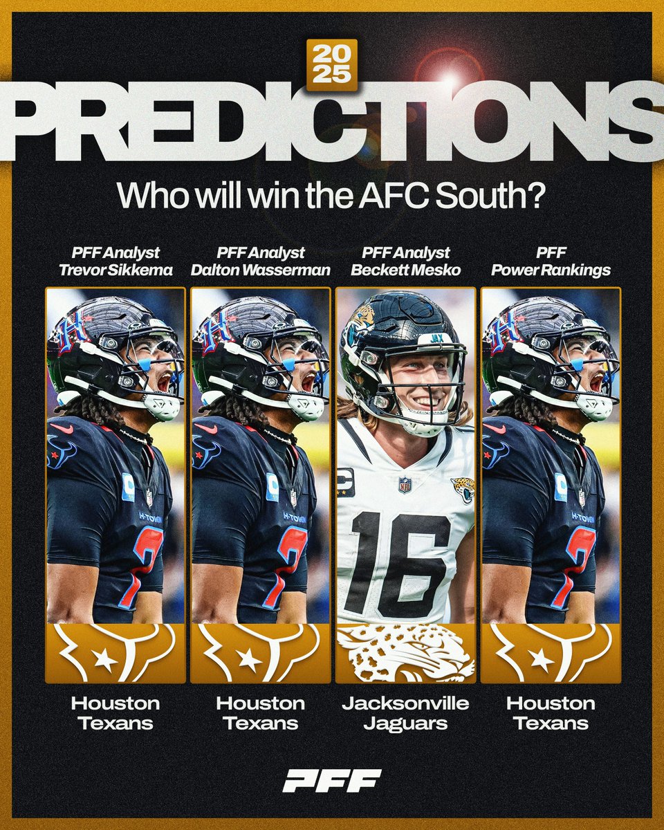 PFF's tweet image. Who are you picking to win the AFC South this season?