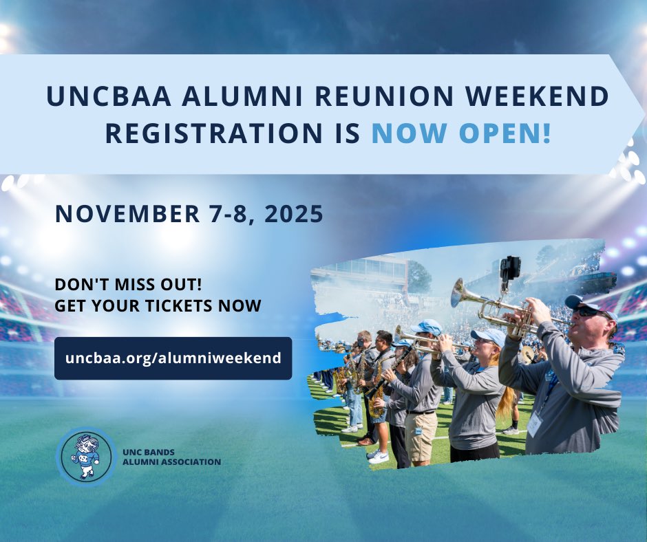 Here comes… 2025 Alumni Reunion Weekend! 🎉🥁🩵

Join us November 7 and 8 in Chapel Hill ➡️ bit.ly/4mws8J0