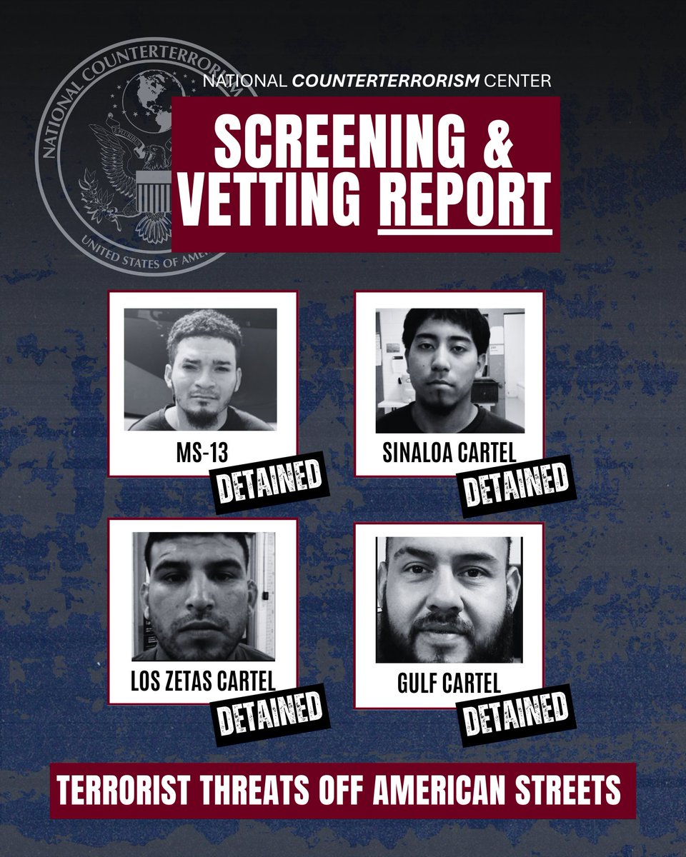 Office of the DNI (@odnigov) on Twitter photo The days of terrorists traveling freely within the U.S. are over. Recently, Jonathan Ezequiel Portillo Beltran, a member of MS-13, was arrested by <a href="/CBP/">CBP</a> in Los Angeles, and is now in <a href="/EROLosAngeles/">ERO Los Angeles</a> custody.
At the direction of <a href="/POTUS/">President Donald J. Trump</a>, this is one of the 6,500+ encounters between The days of terrorists traveling freely within the U.S. are over. Recently, Jonathan Ezequiel Portillo Beltran, a member of MS-13, was arrested by <a href="/CBP/">CBP</a> in Los Angeles, and is now in <a href="/EROLosAngeles/">ERO Los Angeles</a> custody.
At the direction of <a href="/POTUS/">President Donald J. Trump</a>, this is one of the 6,500+ encounters between