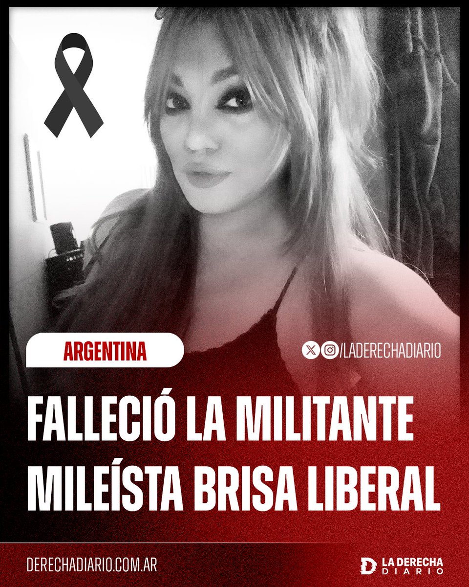 La Derecha Diario (@laderechadiario) on Twitter photo 🚨🇦🇷 | Que en paz descanse: Falleció la reconocida militante mileísta de la primera ola, Brisa Liberal (<a href="/notbrisaliberal/">Sailor Brisa 🌺</a>). 🚨🇦🇷 | Que en paz descanse: Falleció la reconocida militante mileísta de la primera ola, Brisa Liberal (<a href="/notbrisaliberal/">Sailor Brisa 🌺</a>).