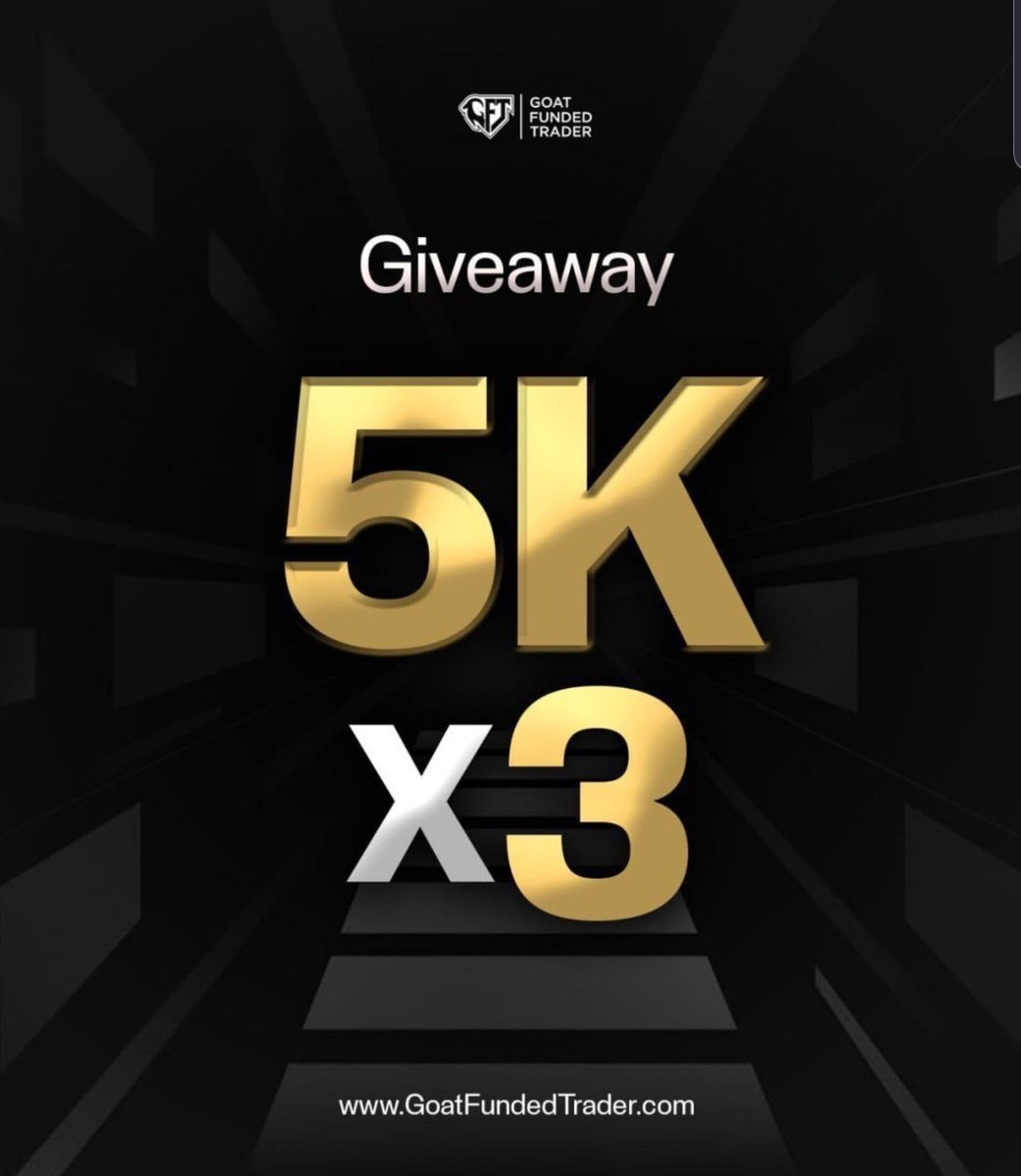 Giveaway Alert
3X $5k 
Follow <a href="/GoatFunded/">Goat Funded Trader</a> <a href="/EdwardXLreal/">Edward XL | CEO of GoatFundedTrader</a> <a href="/MTJsoftware/">My Trading Journey</a> <a href="/MX5R_/">MX</a>  <a href="/Serdeek001/">Sadik Sani</a> <a href="/a_hanix__/">Alamin</a>  
Like &amp; Retweet
Tag 4 traders

Winners in 3 days
