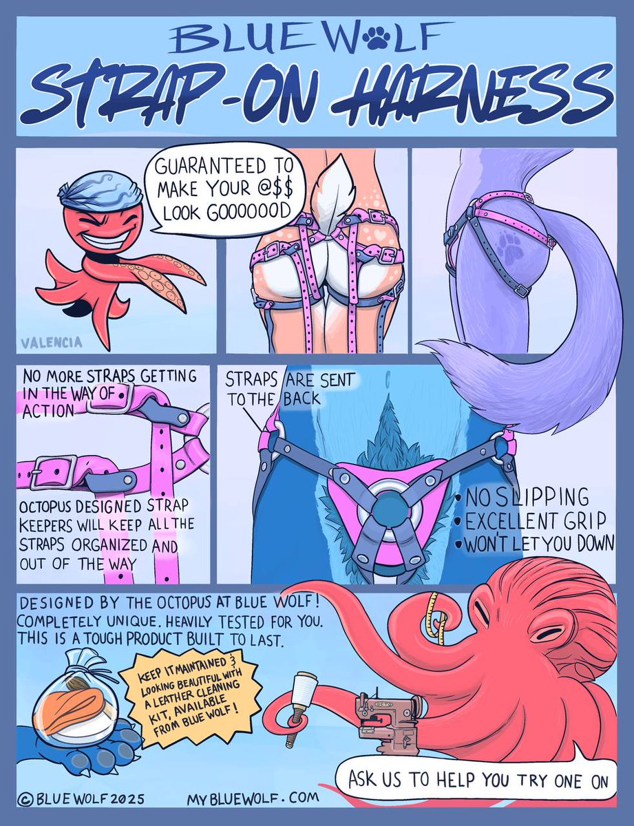 We're crunching for <a href="/MegaplexCon/">Megaplex</a> pretty hard today! Art director <a href="/StephieWolf_/">Valencia</a> (the spicier of the two black wolves) made this awesome guide for our pretty unique strap on harness.