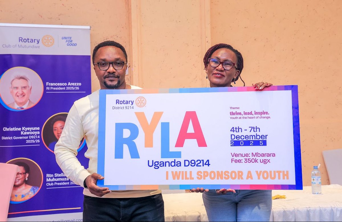 For just UGX 350,000, you can sponsor a youth for RYLA 2025!

🖥️ Online seminars: Oct–Nov
📍 Bootcamp: 4–7 Dec, Ekhaya Crescent Hotel, Mbarara

👉 Invest in youth. Shape a future.

#Tankhillers