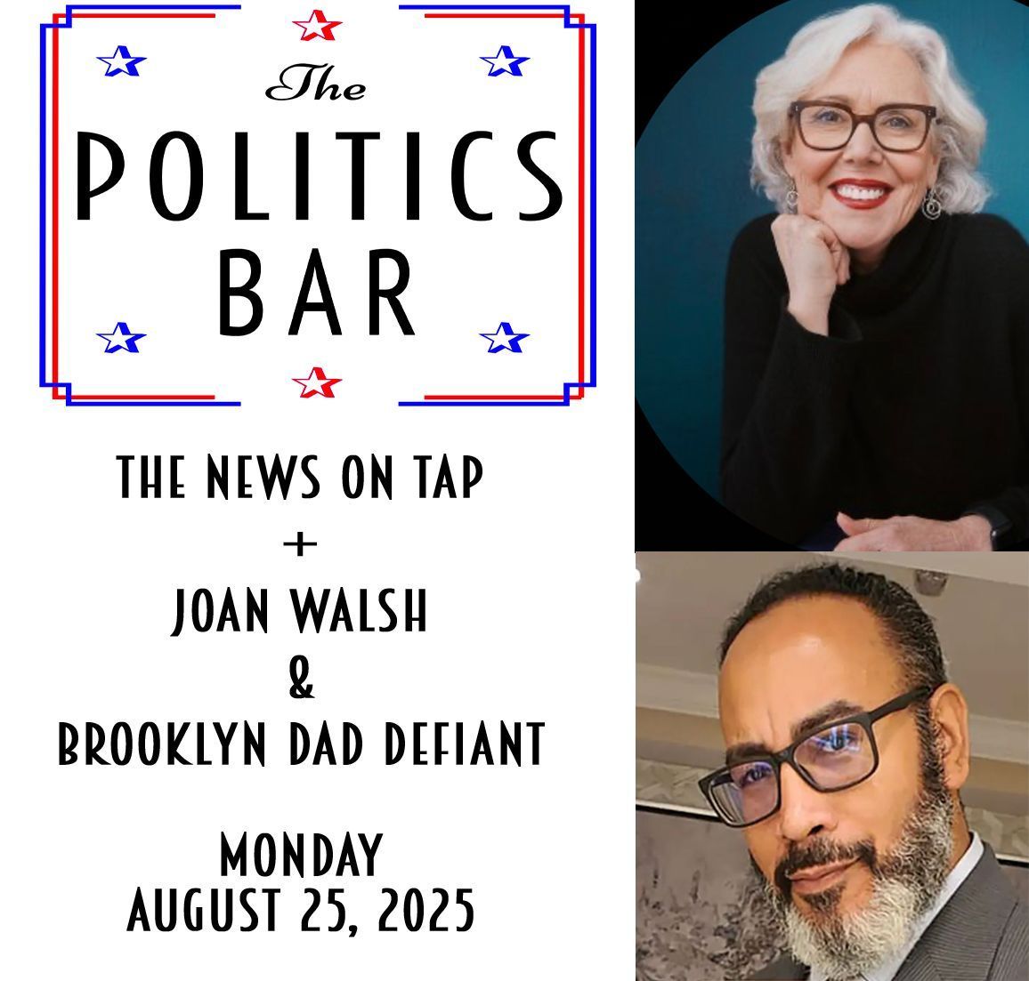 thepoliticsbar (@thepoliticsbar) on Twitter photo It’s like a firehose of news today, as Jody returns from vacation. Thankfully, we’ve got some friends to help us navigate the news tonight, <a href="/joanwalsh/">Joan Walsh</a> & <a href="/mmpadellan/">BrooklynDad_Defiant!☮️</a>! Join us! thepoliticsbar.com It’s like a firehose of news today, as Jody returns from vacation. Thankfully, we’ve got some friends to help us navigate the news tonight, <a href="/joanwalsh/">Joan Walsh</a> & <a href="/mmpadellan/">BrooklynDad_Defiant!☮️</a>! Join us! thepoliticsbar.com