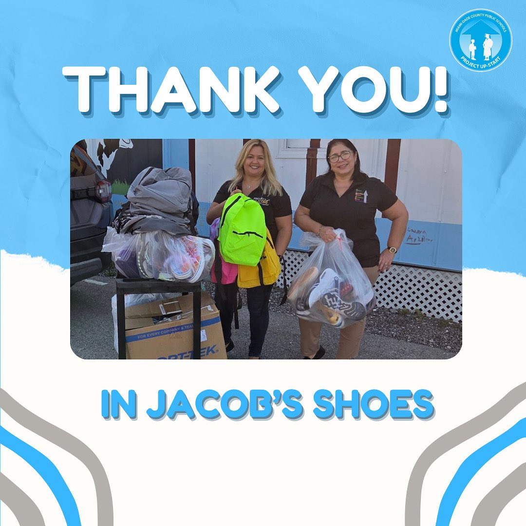 ProjectUPSTART's tweet image. A huge THANK YOU to In Jacob’s Shoes
We are so grateful for your generous donation of:
36 pairs of shoes
108 pairs of socks
15 backpacks
Your support means the world to the students and families served by Project UP-START’s North Region Satellite Office.