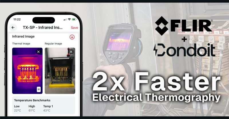 Announcing an exciting development for <a href="/Condoit_/">Condoit</a>  in partnership with <a href="/flir/">Teledyne FLIR</a> - thermal images + electrical work can now go straight to the cloud as reports. Read more here➡️: flir.com/developer/blog…  

#Infrared #FLIR #ElectricalContractors #PreventativeMaintenance #NFPA70B