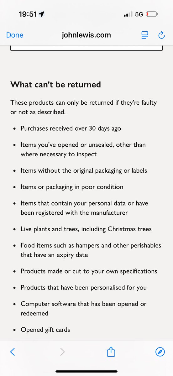 bundy_bud's tweet photo. @JohnLewisRetail  Please can someone explain to Ray (customer services manager) what this means? 
Ray is of the view that if an item is faulty or not as described- it can only be returned within 30 days 😳 #poorcustomerservice https://t.co/fpQVNg2j4B