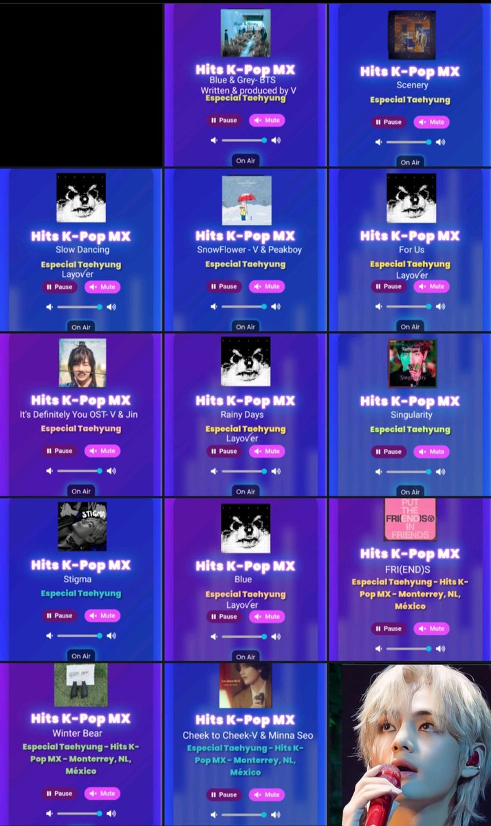 Gracias <a href="/hitskpopmx/">Hits K-Pop Mx (Radio)</a> por reproducir todas estas increíbles canciones de #TAEHYUNG esta dia en tu especial de Taehyung.