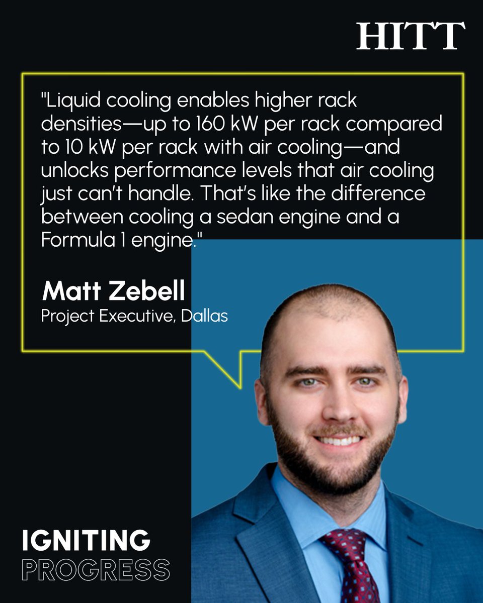 HITTContracting's tweet image. Dallas Project Executive Matt Zebell knows what it takes to keep cool when the stakes are high.

Here’s how liquid cooling is changing the game for mission critical projects—and how we’re #IgnitingProgress in every decision we make.

💡 Dive deeper at hitt.com/mission-critic…