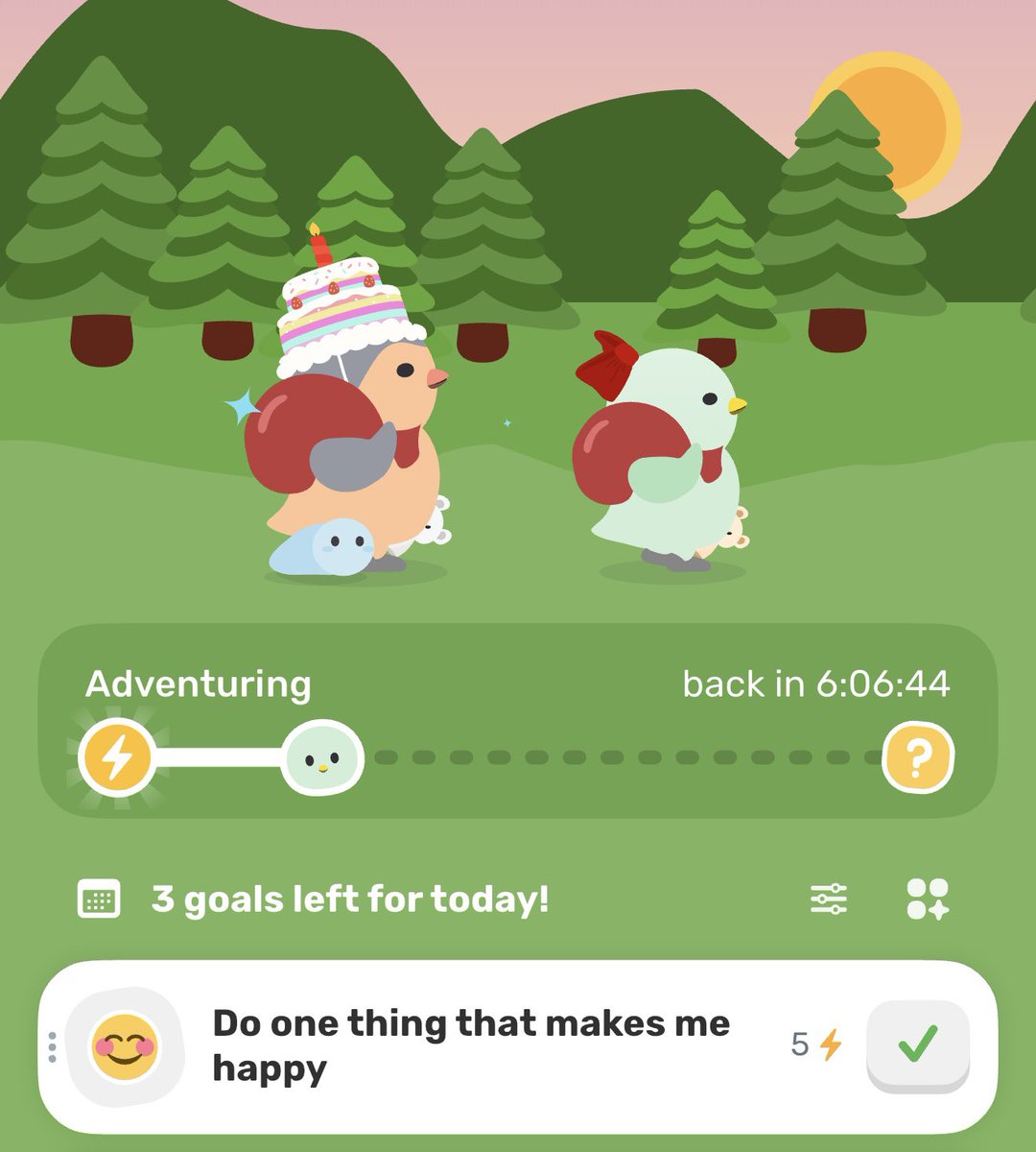 🎭👻･♡┈┈┈┈┈┈┈┈┈┈♡･🎭👻
Recently got a cute bird app called Finch, to help me with my daily tasks 🥹 now I get to see the cutest babies go adventuring together 👉👈✨ waaaa can you tell which one is mine and which one is <a href="/YenaYoungblood/">Yena Youngblood ⛓️‍💥 | STREAM LAST LAUGH</a>’s ? 💚🧡
