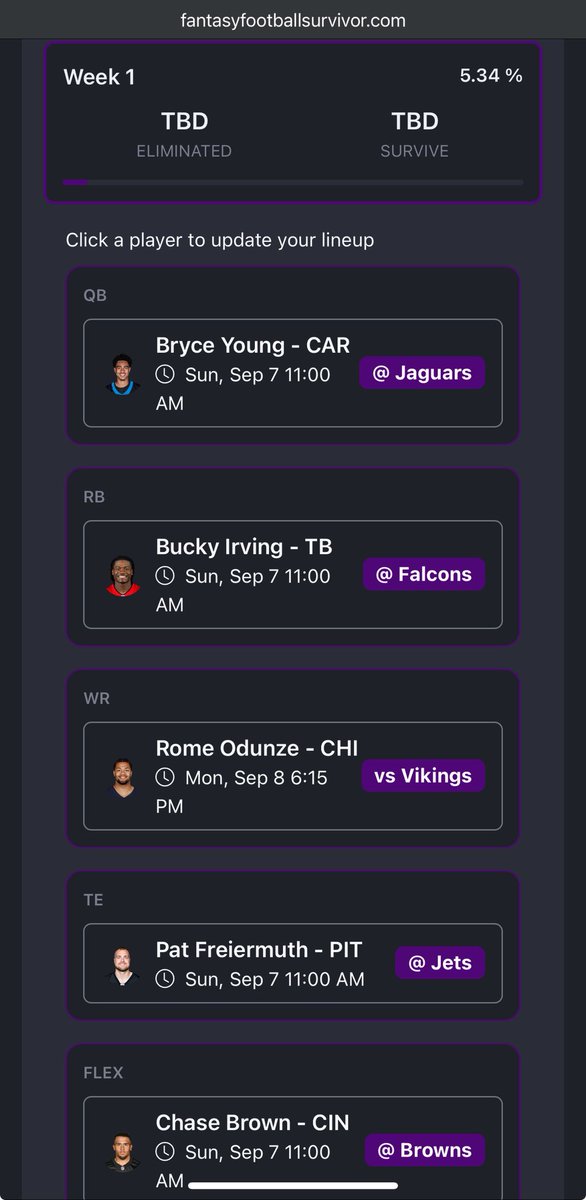 FFSurvivorPool's tweet photo. @SalVetriDFS I’d rather try and get 2!!! https://t.co/2fkyc4GHL0