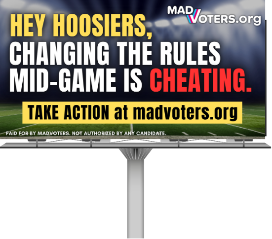 New billboards going up around the state -- 15 around Indiana but one near the airport that lawmakers might see heading to D.C. tomorrow.