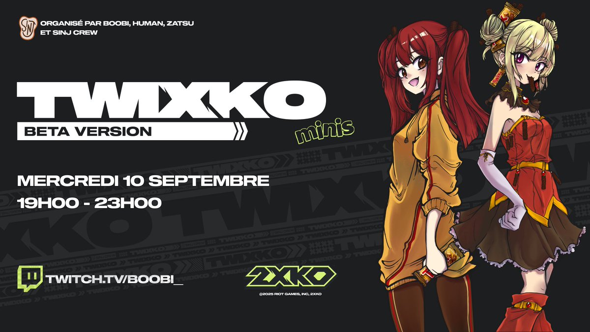 TWIX KO REVIENT SUR <a href="/Play2XKO/">2XKO</a> 🍫

On vous propose de (re)découvrir 2XKO avec un ladder pour gagner des TWIX 🍫

🗓️ 10 septembre à 19 h 00
🪜 2 heures de ladder qualificatif pour un TOP 4
📶 NO WIFI

Qui va succéder à <a href="/wadefgc971/">IZI | Wade ➡️ 2XKO sep 9th</a> ?!

Inscriptions ⬇️
start.gg/tournament/lad…