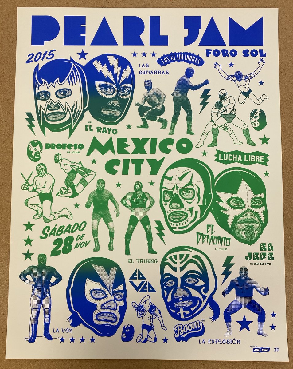Up for auction is a 2015 Mexico City Variant Poster to tap into your inner luchador. 

All proceeds benefit the Vitalogy Foundation: pj.lnk.to/AuctionsTP