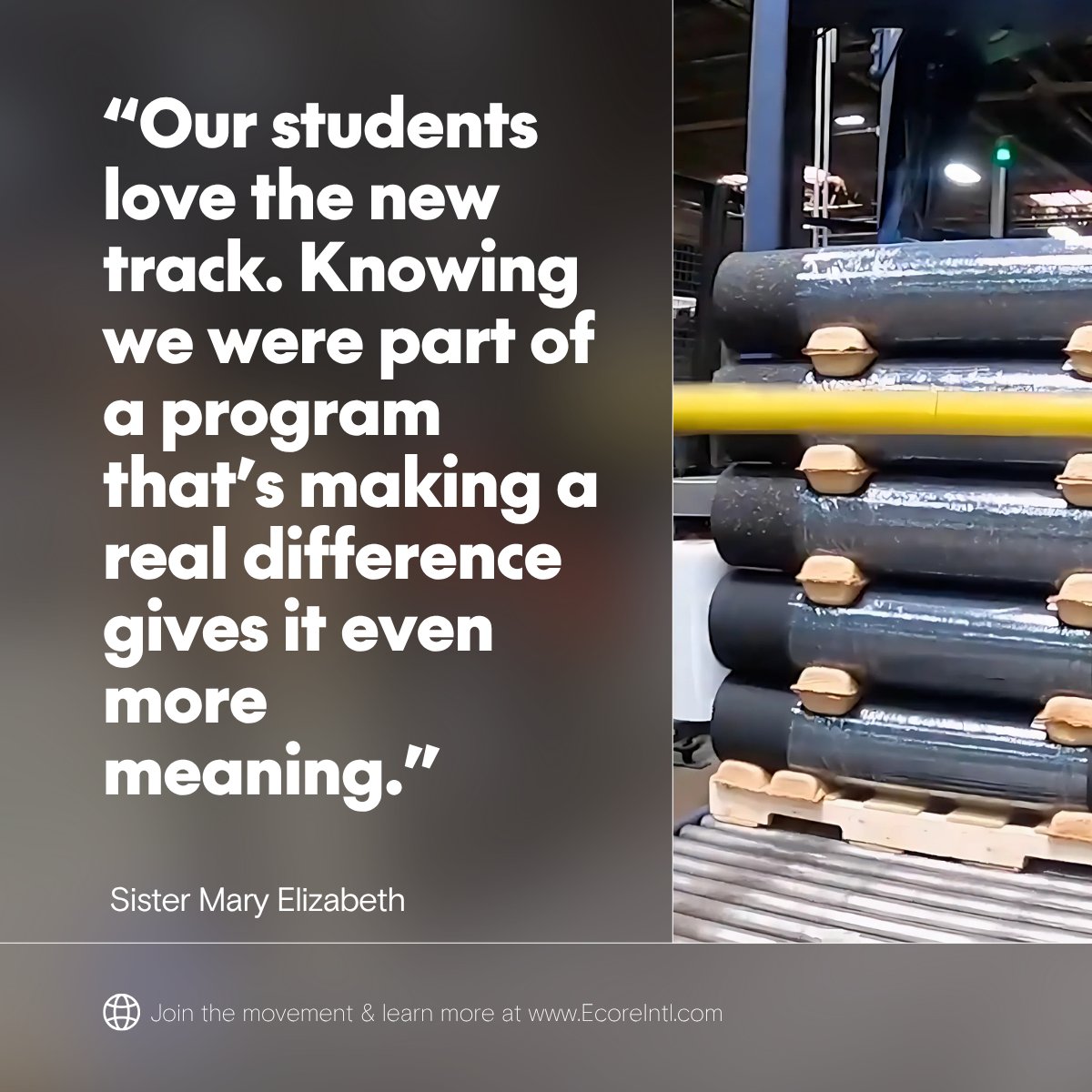 ecoreintl's tweet image. Renewal of the running track at St. Scholastica Academy.

🎙️ “When we learned the old track material would be recycled instead of sent to a landfill, it really resonated with our values as a school,” said Sister Mary Elizabeth, Principal.

#ecore #track #running #athletics