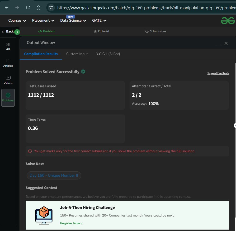 _AxelBlazer_'s tweet image. #day159 of #GfG160 by @geeksforgeeks   
Problem: Unique Number I 

Code: github.com/AxelBlazerGit/…
Challenge Link: gfgcdn.com/tu/UJ6/
#geekstreak2025