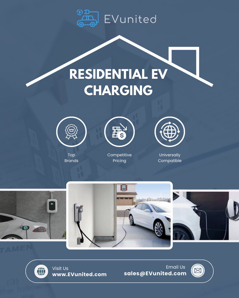 Power your EV from the comfort of your home. EVunited offers reliable residential chargers for easy overnight charging.

 Shop now: zurl.co/VQKrf

#EV #EVcharger #ResidentialEVCharger