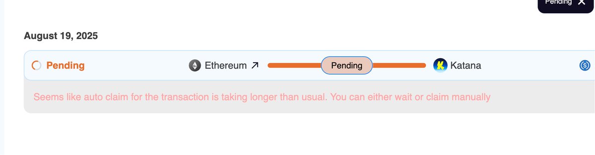 Don’t waste time/potential loss on a protocol where no one does actual work. Stay away from <a href="/katana/">Katana ⚔️</a>   <a href="/mfisher10x/">Matthew Fisher</a> 

I bridged from mainnet to Katana on the 19th. Opened a ticket the same day. It’s been a week and the only “support” I got was being told to clear cache.

The
