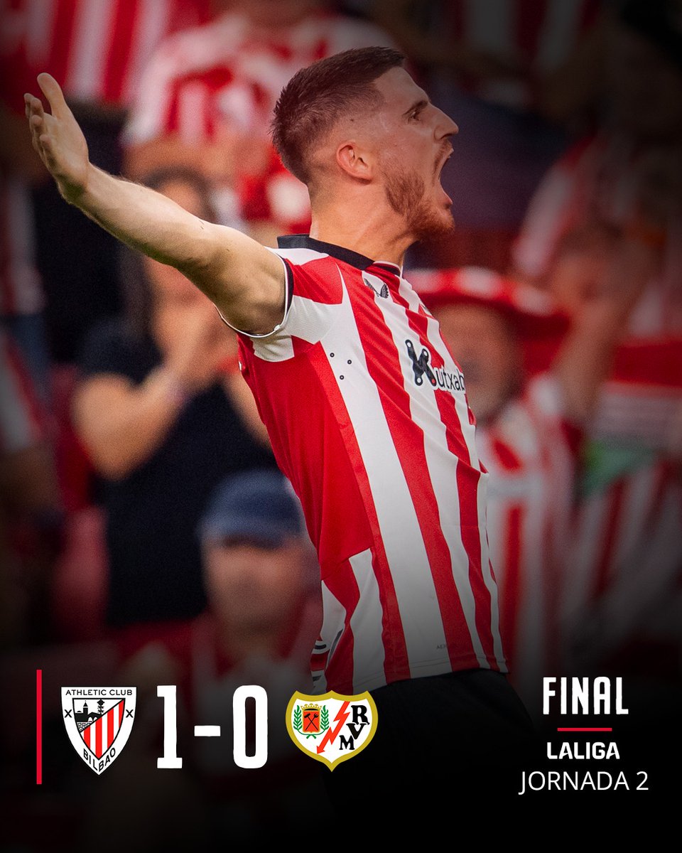 🔚 𝗙𝗜𝗡𝗔𝗟 𝗜 ¡𝗩𝗔𝗔𝗔𝗔𝗠𝗢𝗢𝗢𝗦! 💪

El Athletic suma su segunda victoria consecutiva del arranque liguero en San Mamés después de superar al Rayo Vallecano.

👏 Bikain, mutilak!

#AthleticRayo #AthleticClub 🦁