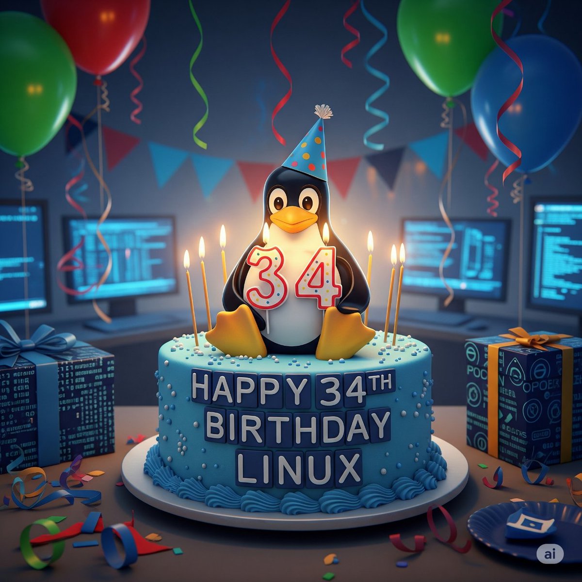 امروز تولد 34 سالگی لینوکس بود 🐧🥳
#LinuxBirthday