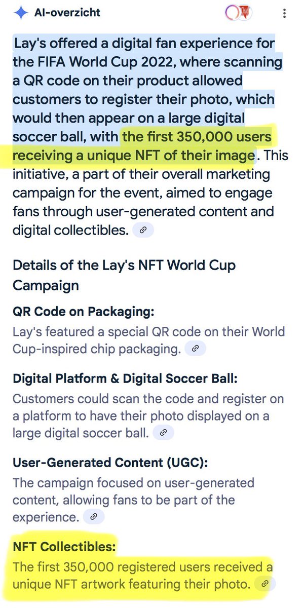 BIG NEWS! 💰

Just discovered that <a href="/LAYS/">LAY'S</a> entered Web3 during the FIFA World Cup 2022 with their first-ever NFT campaign and digital fan experiences, making 350,000 customized NFTs available! 🤩 
This makes lays.eth worth way more than I thought. DM for offers! #ENS #ENSdomains