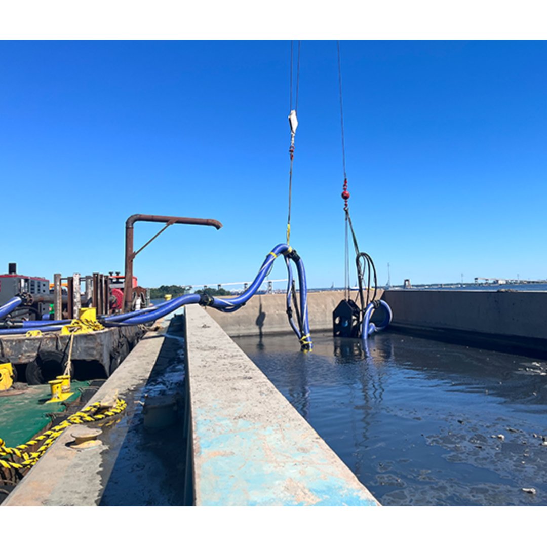 mcleancontract's tweet photo. Last week, our team began dredging at Colgate Creek, transporting material to Cox Creek via slurry lines. Debris is removed and polymers added before the material is placed into Geotubes. We’re optimistic about a safe, successful operation. #Dredging #GeoTubes #McLeanContracting https://t.co/zeD6o1zjPc