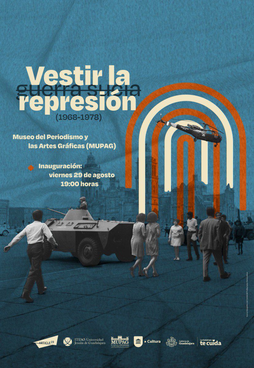 Dignidad y Justicia Francisco Suárez SJ - ITESO (@dhiteso) on Twitter photo 🗓️Viernes 29, 19 h, Paseo Alcalde 225, Guadalajara Centro. Sumérgete en un mundo en el que el rock y la minifalda convivieron con los vuelos de la muerte y desaparición política. Ven ponerle nombre a lo innombrable. Hasta el 26 de octubre. <a href="/JorgeRochaQ/">Jorge Enrique Rocha Quintero</a> <a href="/ZonaDocs/">ZonaDocs</a> <a href="/CosaPublica2/">Cosa Pública 2.0</a> 🗓️Viernes 29, 19 h, Paseo Alcalde 225, Guadalajara Centro. Sumérgete en un mundo en el que el rock y la minifalda convivieron con los vuelos de la muerte y desaparición política. Ven ponerle nombre a lo innombrable. Hasta el 26 de octubre. <a href="/JorgeRochaQ/">Jorge Enrique Rocha Quintero</a> <a href="/ZonaDocs/">ZonaDocs</a> <a href="/CosaPublica2/">Cosa Pública 2.0</a>