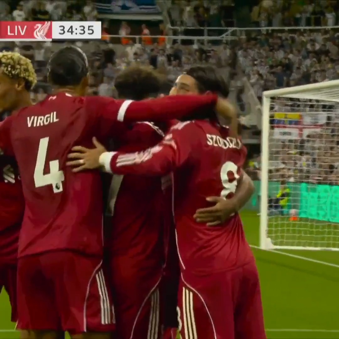 LIVERPOOL SNATCH THE LEAD AT ST. JAMES' PARK. Ryan Gravenberch's effort from distance finds the bottom corner!