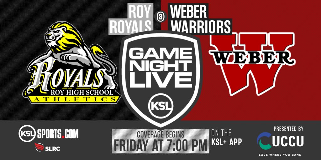 KSL Sports (@kslsports) on Twitter photo #GameNightLive week three features <a href="/RoyHighFootball/">Roy High Football</a> vs. <a href="/weberathletics/">Weber High Athletics</a>
🎙️<a href="/JeremiahJensen/">Jeremiah Jensen</a> / Sly
📺 KSLSports.com / KSL Sports app / <a href="/KSL5TV/">KSL 5 TV</a> app
🤝 <a href="/utahcommunitycu/">UCCU</a> / <a href="/saltlakerunning/">Salt Lake Running Co</a> #GameNightLive week three features <a href="/RoyHighFootball/">Roy High Football</a> vs. <a href="/weberathletics/">Weber High Athletics</a>
🎙️<a href="/JeremiahJensen/">Jeremiah Jensen</a> / Sly
📺 KSLSports.com / KSL Sports app / <a href="/KSL5TV/">KSL 5 TV</a> app
🤝 <a href="/utahcommunitycu/">UCCU</a> / <a href="/saltlakerunning/">Salt Lake Running Co</a>