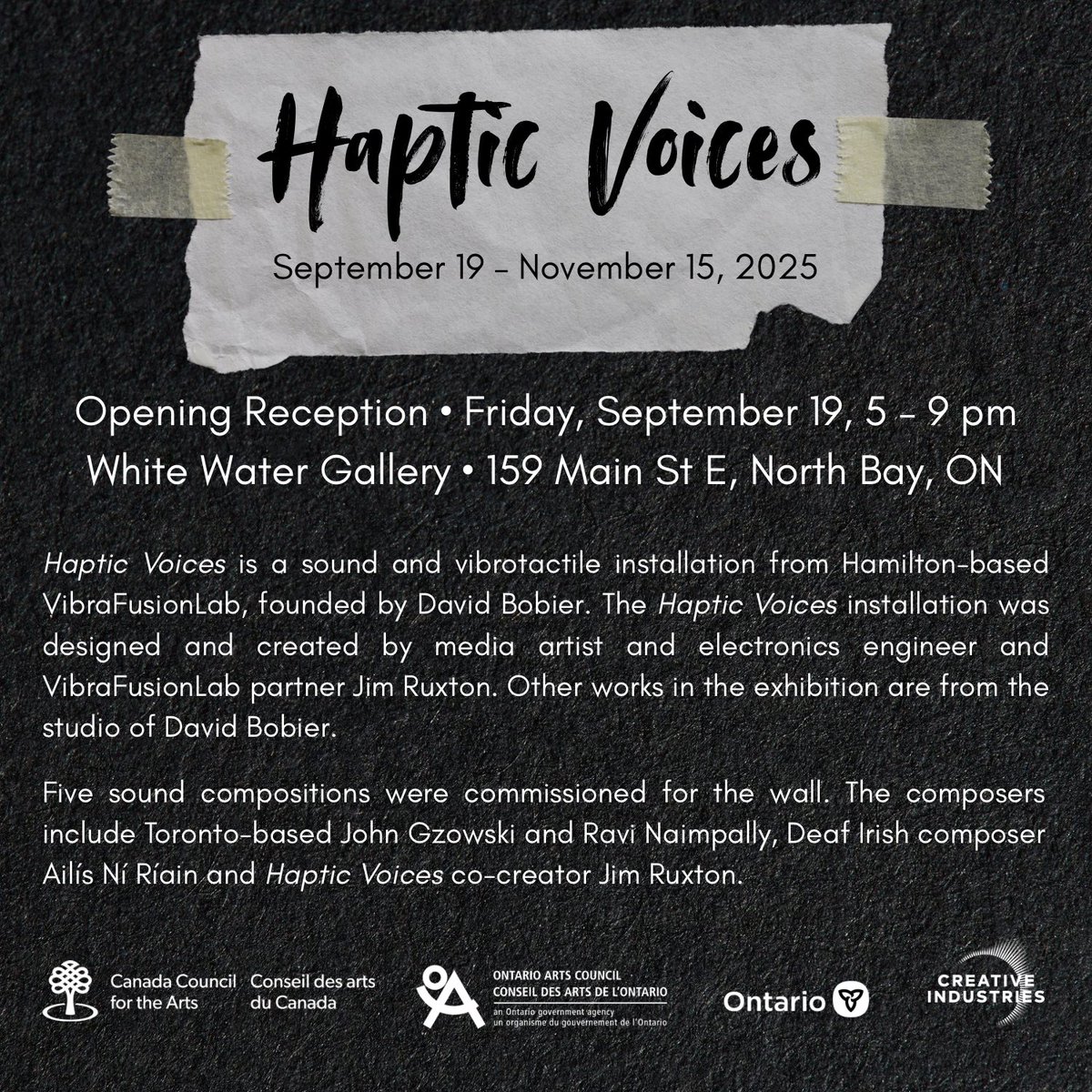 wwgnorthbay's tweet photo. Coming up next month, it’s ‘Haptic Voices’! Experience a vibrotactile exhibition experience, accessible to both hearing and Deaf communities. The show opens on September 19, 5-9 pm, during the Downtown Gallery Hop, and runs until November 15. https://t.co/HoRJ6KIwro