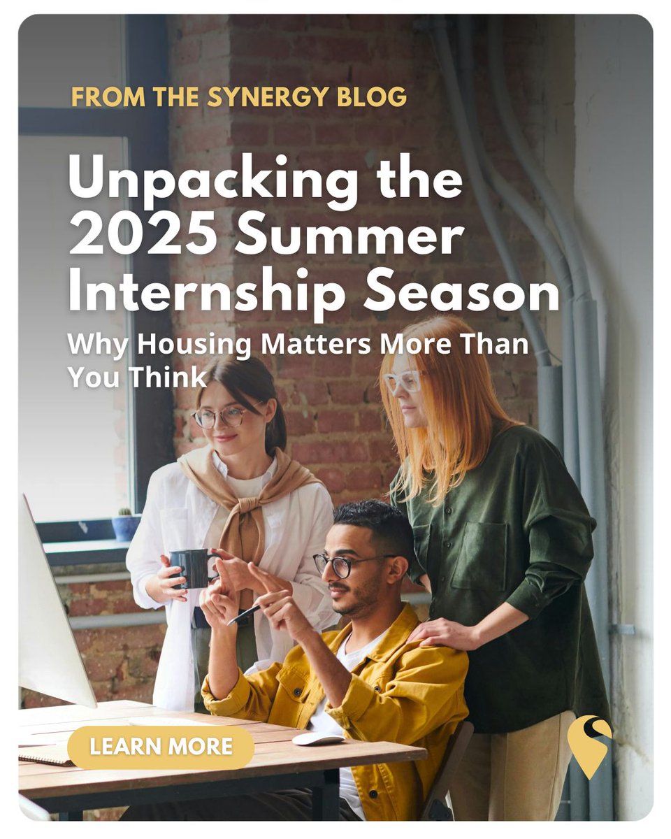 synergyhousing's tweet image. Intern programs are more than just a summer placement—they’re a direct path to shaping future talent. But too often, housing gets overlooked.

Read our latest blog to learn why internship housing matters more than you think: buff.ly/dAjvaon

#InternshipPrograms