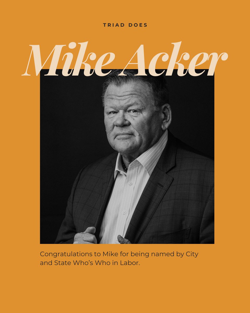 Congratulations to <a href="/MikeAcker01/">Mike Acker</a> for being named to the <a href="/CityAndStatePA/">City & State PA</a> 2025 Who’s Who in Labor list! #itshandled #teamtriad