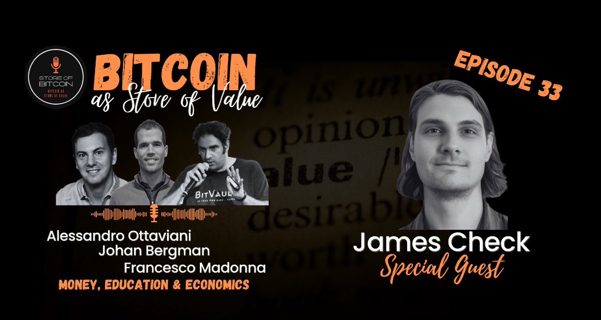 Alessandro Ottaviani (@alexottabtc) on Twitter photo Store of Bitcoin Podcast #033, with James Check, Onchain Analyst at <a href="/_checkonchain/">_Checkonchain</a>, as guest. <a href="/_Checkmatey_/">_Checkmate 🟠🔑⚡☢️🛢️</a>
In this episode, James Check (Checkmate), Onchain Analyst
at Checkonchain, shares his insights on Bitcoin, discussing his journey from civil engineering to becoming a Store of Bitcoin Podcast #033, with James Check, Onchain Analyst at <a href="/_checkonchain/">_Checkonchain</a>, as guest. <a href="/_Checkmatey_/">_Checkmate 🟠🔑⚡☢️🛢️</a>
In this episode, James Check (Checkmate), Onchain Analyst
at Checkonchain, shares his insights on Bitcoin, discussing his journey from civil engineering to becoming a